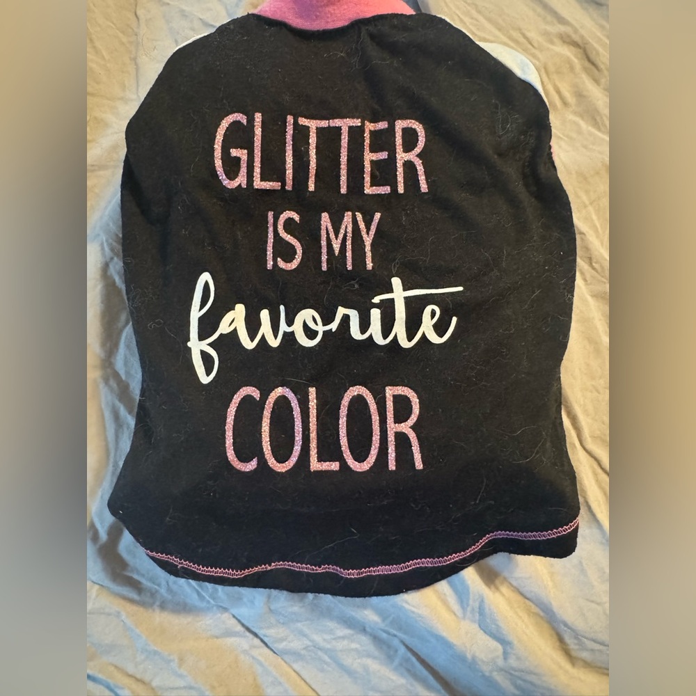 Black and Pink Glitter Slogan dog Top